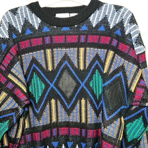 Honeywell & Todd 80s Multicolor Diamond Oversized Sweater - Picture 5 of 9